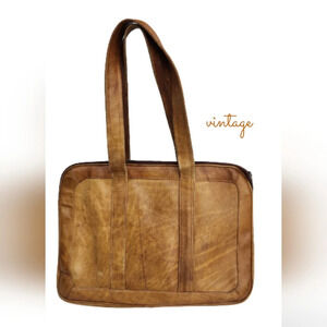 Vintage Natural unisex ‎ leather briefcase